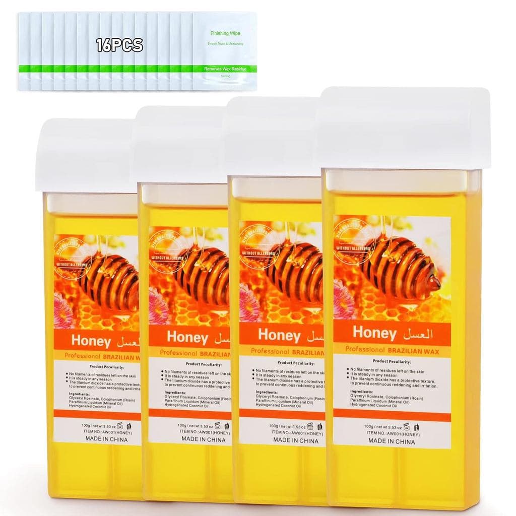 Cera Roll-On, Cartucho de Cera Depilatória de Mel, Refil de Cera Depilatória em Rolo, Pacote com 4 - Material 100% Natur
