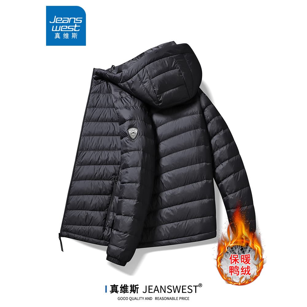 Zhenweisi com capuz leve jaqueta masculina inverno quente resistente ao desgaste resistente a rugas Casual esportes jaqu