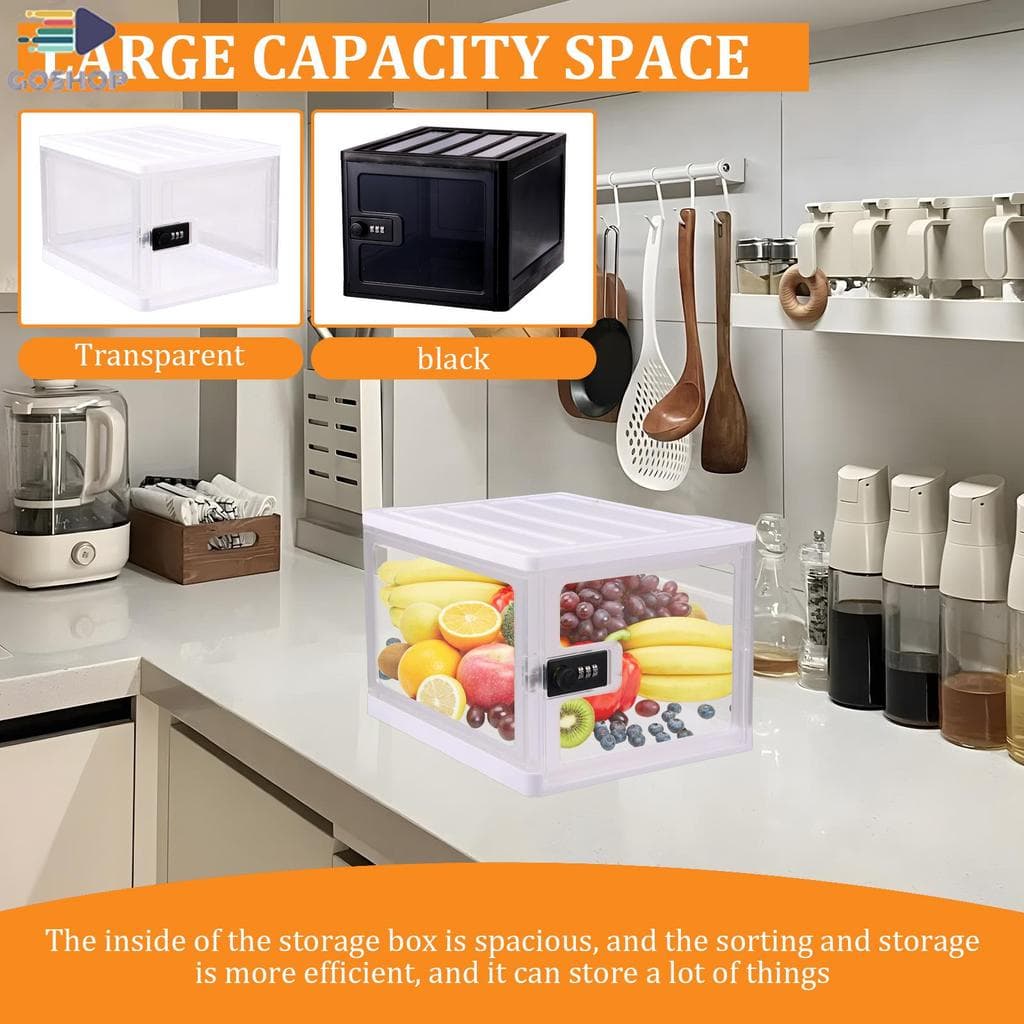 Caixa De Armazenamento Com Trava De Grande Capacidade , Resistente , Fechadura , Recipiente Para Geladeira Shopbc0271
