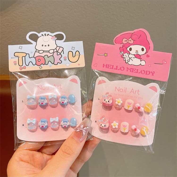 Sanrio destacável remendo de Manicure infantil Kuromi menina usando unhas adesivos de unhas atacado