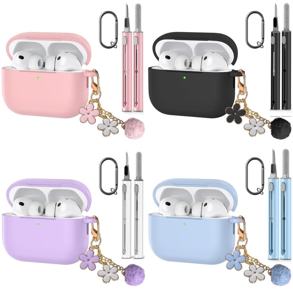 Capa protetora de silicone para fones de ouvido Airpods Pro3, capa protetora macia Pro2 4 com chaveiro e caneta de limpe