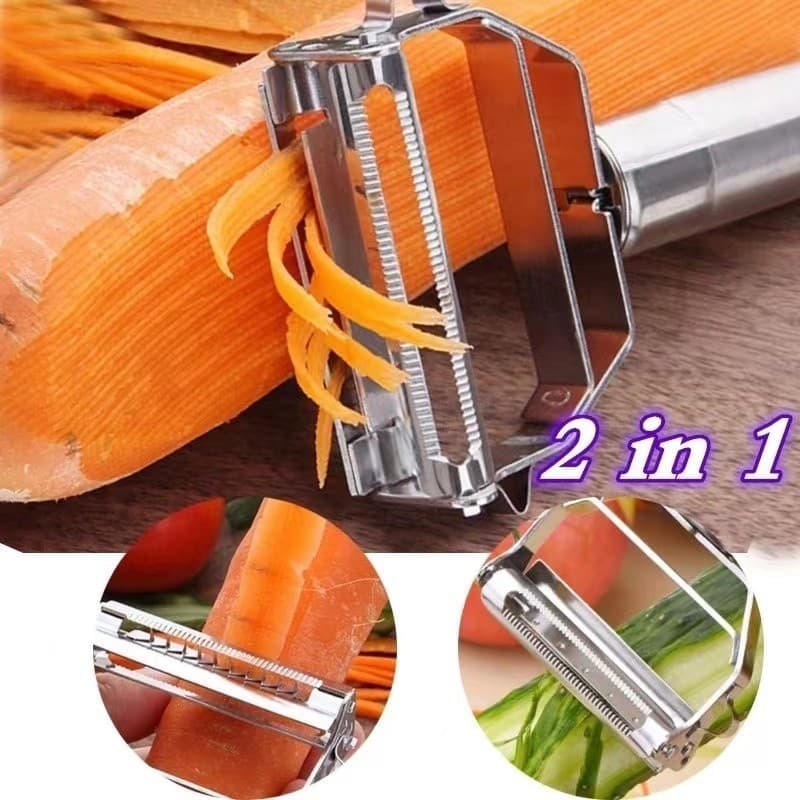 Descascador para Vegetais 18cm/Descascador INOX Legumes Frutas Dupla Lâmina Móvel 2 Em 1