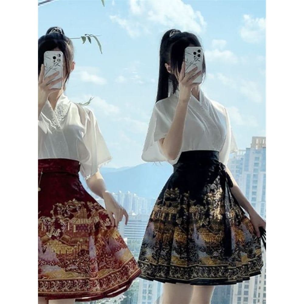 Jiusheng Original Hanfu [adulto] canção feita diariamente estudante estilo étnico verão estilo chinês curto antigo caval