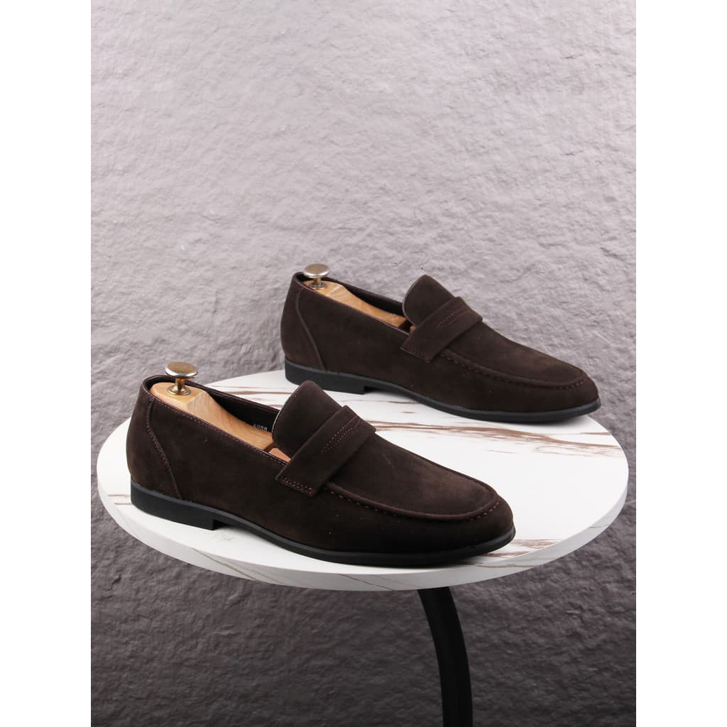 Mocassins masculinos de couro Nubuck preto mocassins deslizamento em sapatos masculinos ervilhas sapatos de couro casuai