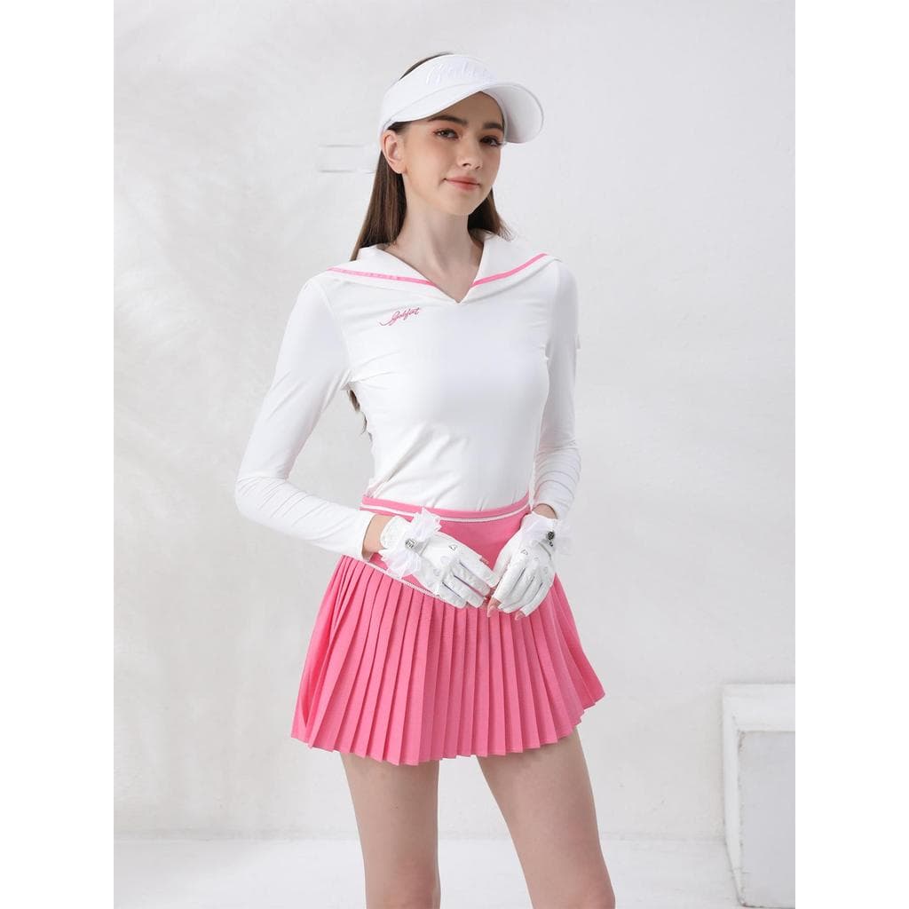 Primavera outono roupas femininas de golfe saia de manga comprida terno tênis feminino topo saia plissada roupas de golf