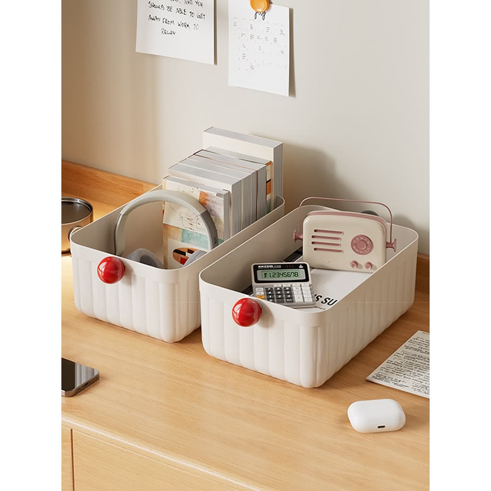 Caixa de armazenamento de mesa estudante livro papelaria caixa de armazenamento doméstico lanche brinquedo com alça Pull
