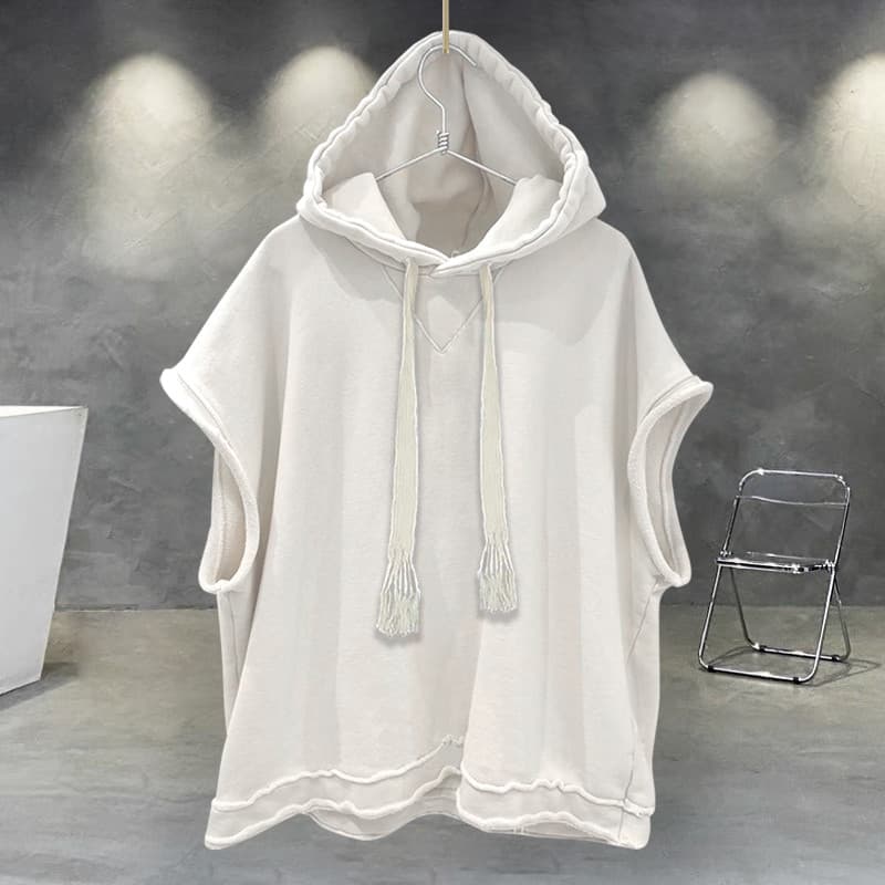 Verão novo estilo cor sólida com capuz sem mangas colete masculino feminino mesmo estilo na moda bonito simples Casual s