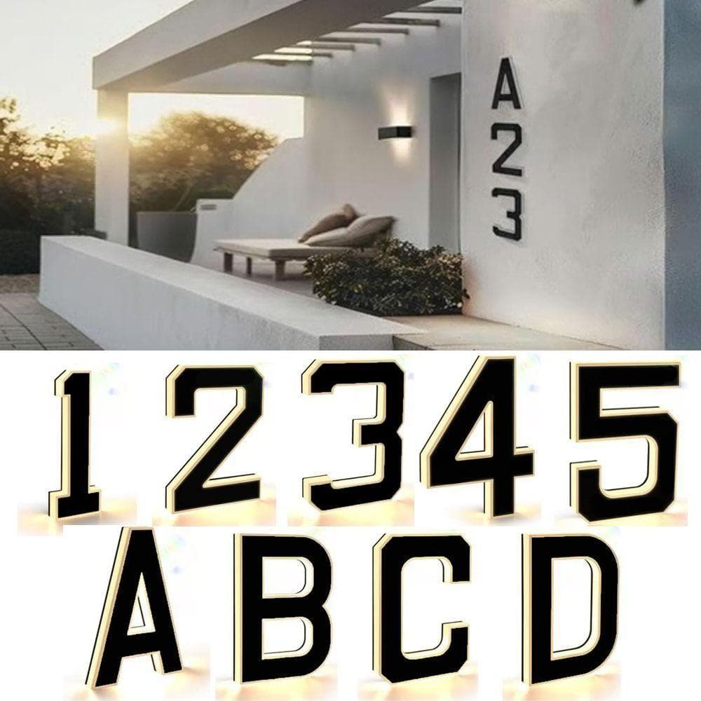 Sinal De Número De Casa Iluminado   , Luz LED À Prova D'água Com Sensor De , 0-9 Ab