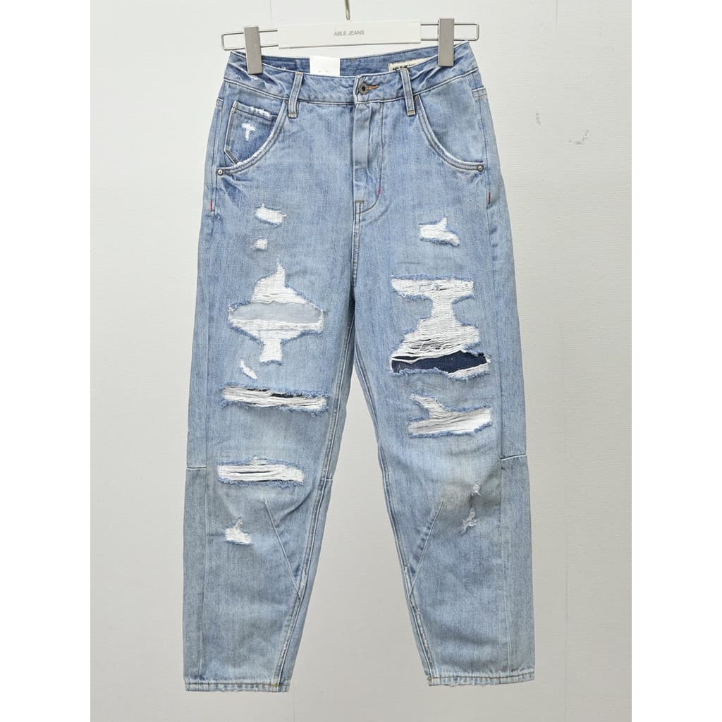 Rasgado na moda capaz jeans feminino primavera cintura alta cor clara Harem calças papai calças soltas vaca
