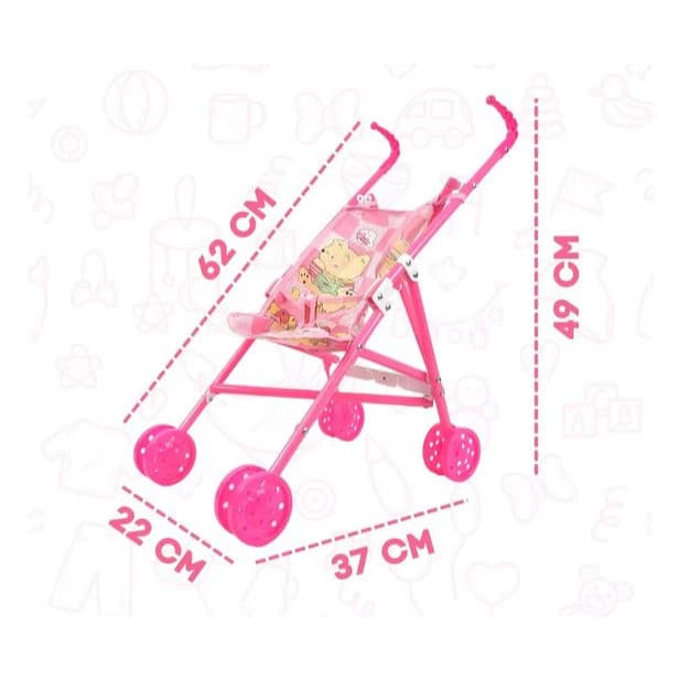 Carrinho Rosa de Boneca Bebê Menina para Passeios Divertidos