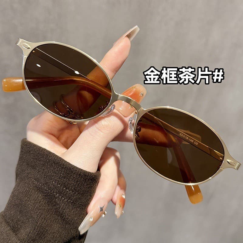 Retro estilo dinheiro antigo protetor solar óculos de sol feminino pode ser equipado com grau de Metal pequeno quadro Hi