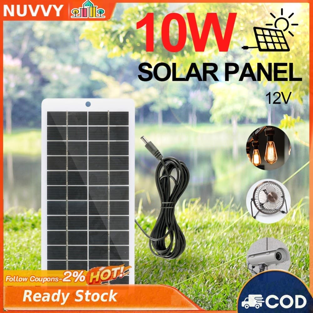 Carregador De Energia Solar 12V Polysilicon 10W De Emergência EVA Laminado Para Câmera De Monitoramento/Telefone Celular
