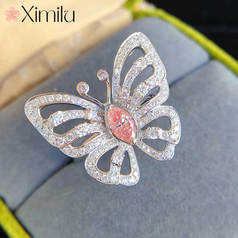 ♥ Original Caibao High-End borboleta anel feminino estrela mesmo estilo elegante All-Match Design presente luxo jóias de