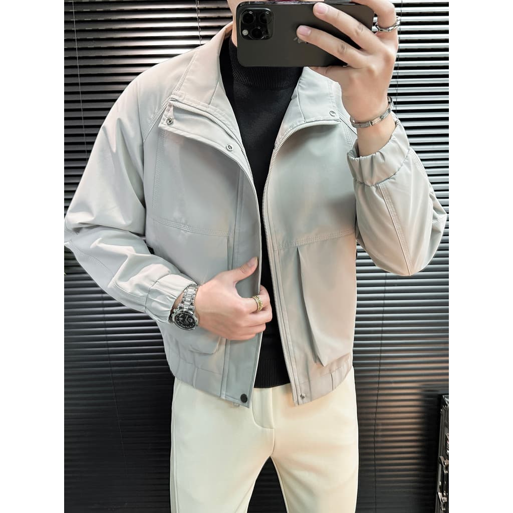 Jaqueta de trabalho masculina jaqueta curta primavera Street Wear gola estilo masculino 2026 novo estilo High-End moda n