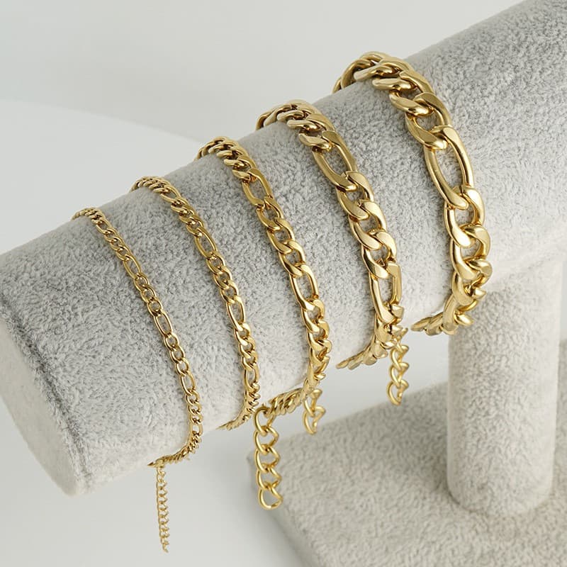 Pulseira Corrente Grossa de Titânio Aço 18K Ouro Hip-Hop Estilo Unissex