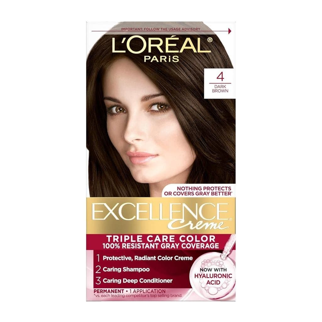 L'Oreal Paris Excellence Crème anent Tintura Capilar, Corante Capilar com Cuidado Triplo e Ácido Hialurônico para Cobert