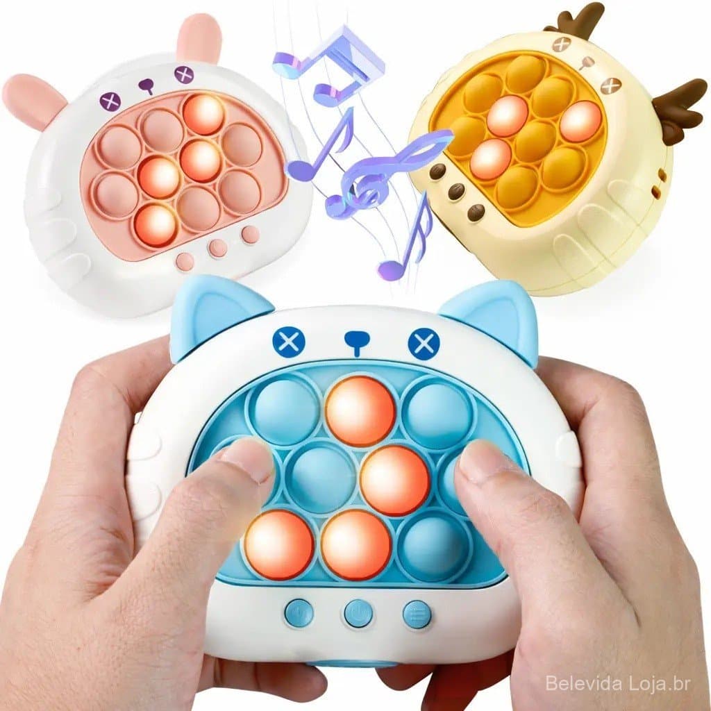 Brinquedo de Jogo Fast Push Pop para Crianças – Quebra-Cabeça Eletrônico com Luzes e Música, Desafio, Modo Multijogador,