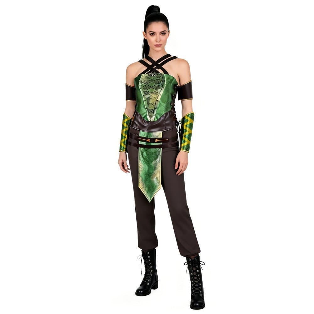 Fantasia de Cosplay da Jade de Mortal Kombat, Traje de Batalha Verde em Estilo de Jogo, Conjunto Completo para Mulheres