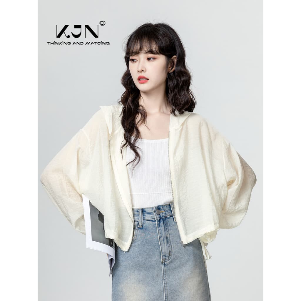Com capuz protetor solar Cardigan jaqueta fina feminina verão 2026 novo estilo blusa de ar condicionado protetor solar r