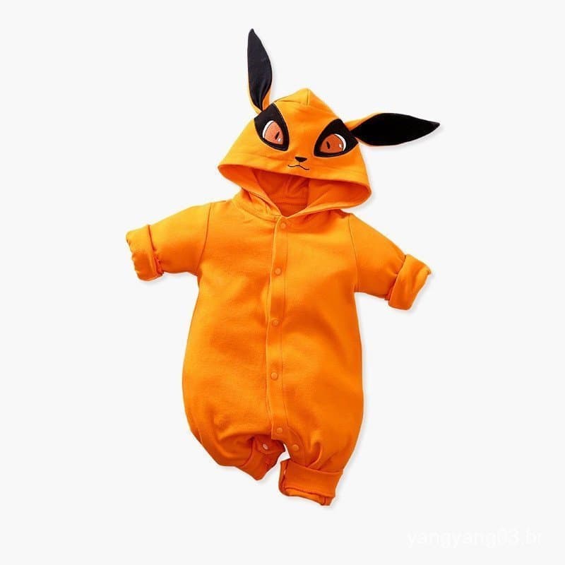 Macacão de Bebê Anime Naruto Kurama Fox de Manga Longa para Recém-Nascidos FBNJ HDQO