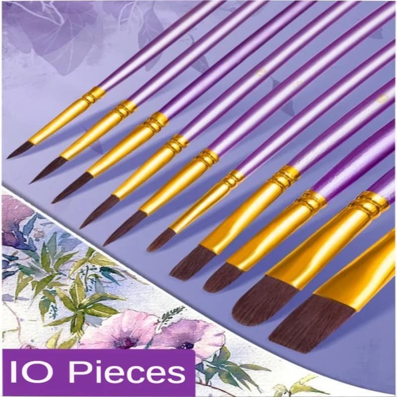Conjunto De 10 Peças Nylon Cabelo Pintura Escova Arte Especial Multifuncional Gancho Linha Caneta Ponta Curta