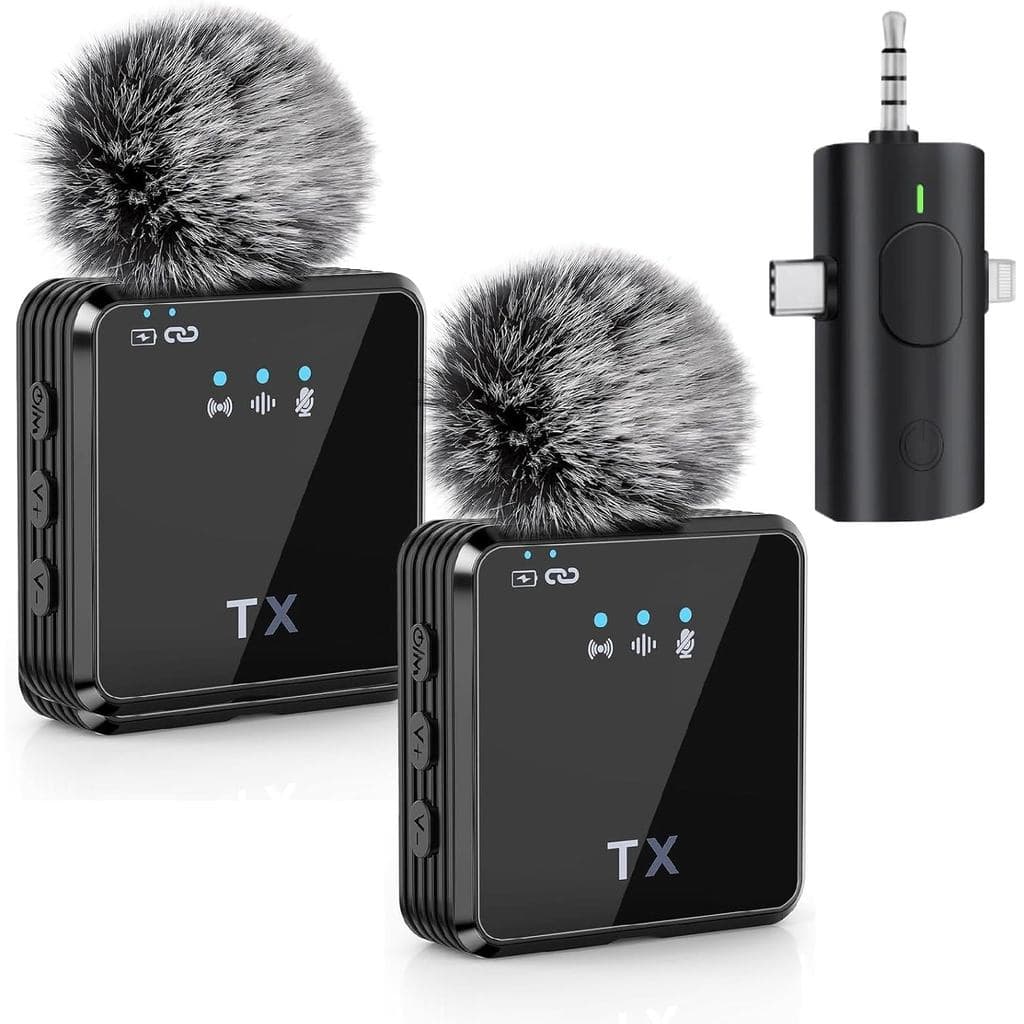 Microfone Lavalier Sem Fio 3 em 1 para Gravação de Vídeos, Vlogs, Entrevistas e Transmissões em Celulares Android, iPhon