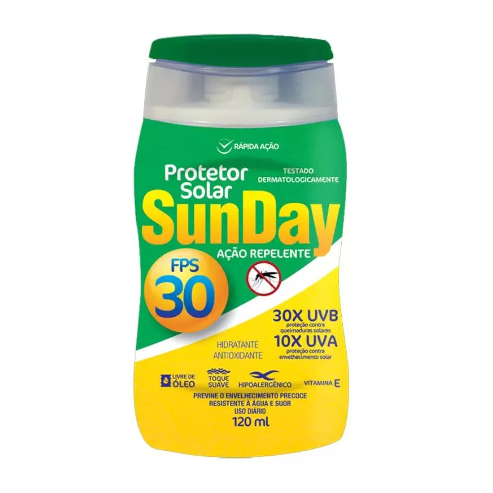 Protetor Solar Sunday FPS 30 com Repelente 120ml Resistente à Água Original