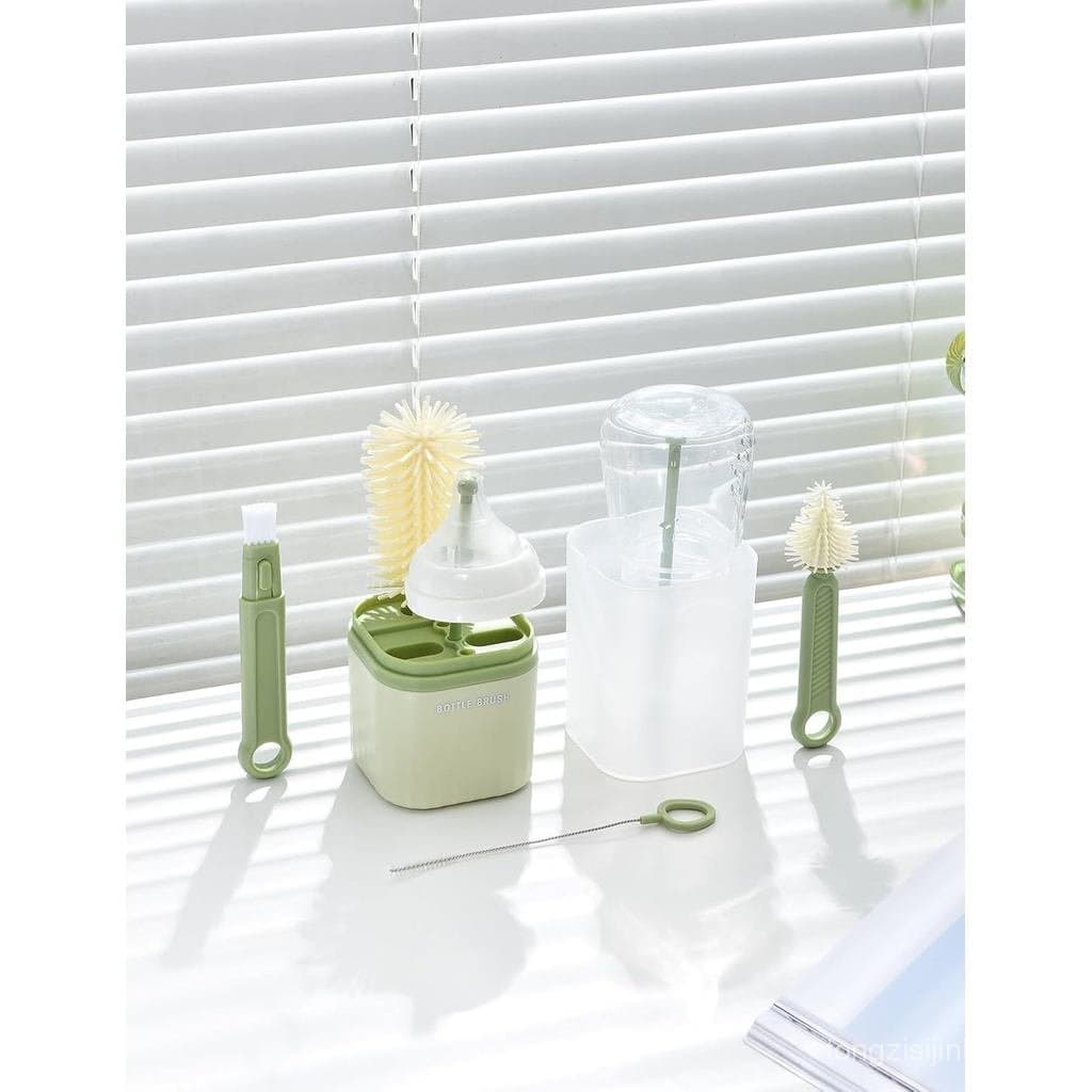 Conjunto de Escovas para Mamadeiras - Kit de Limpeza de Mamadeiras para Viagem com Escova de Silicone, Suporte para Seca
