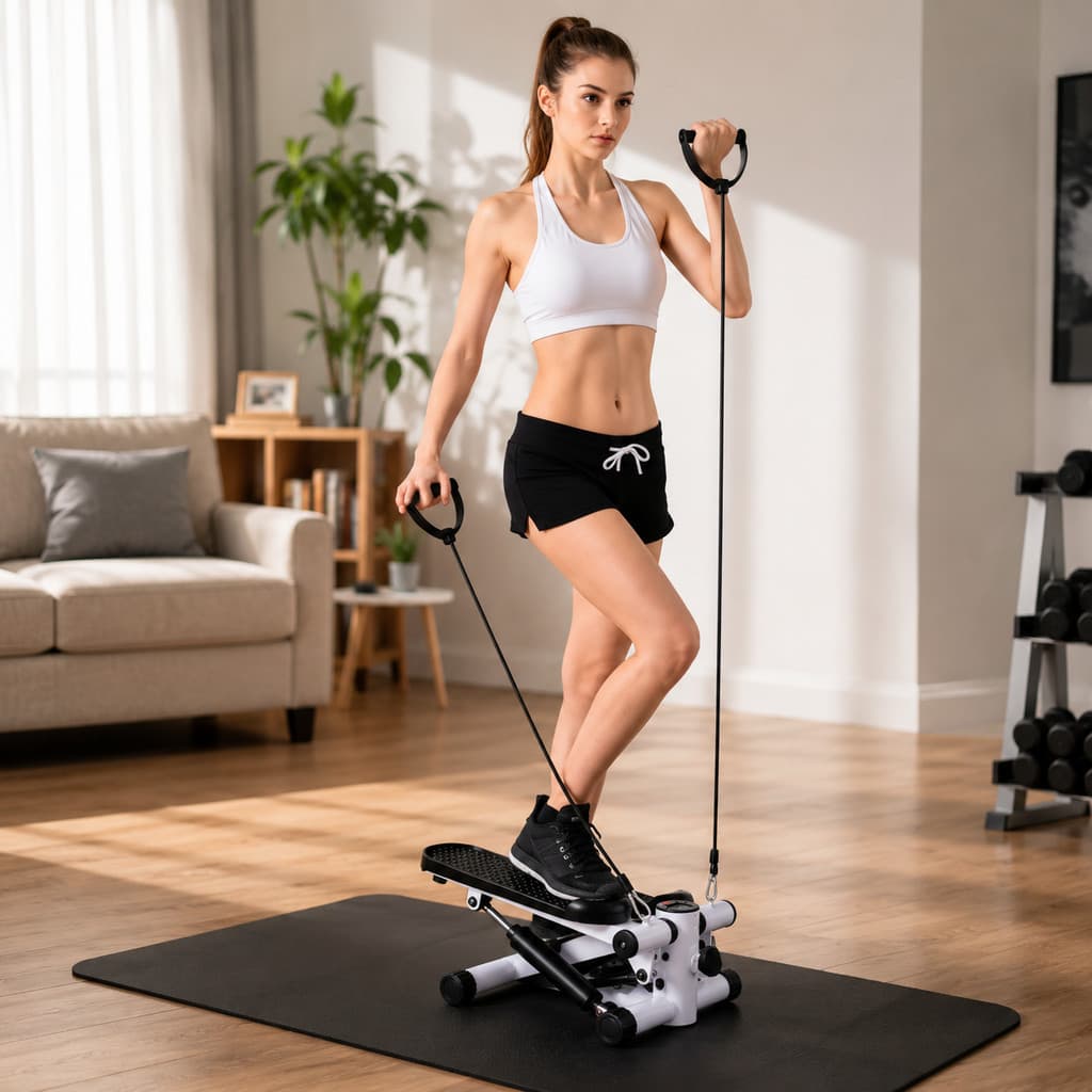 Mini Stepper Simulador Caminhada Visor LCD Elástico Em Casa Cardio Pernas Glúteos​ jvdszeyabp