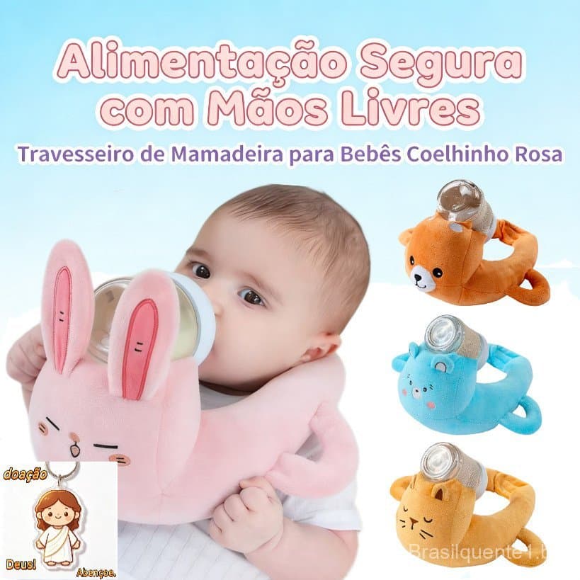 Almofada de Mamadeira para Bebê Suporte Autoalimentação Anti-refluxo 100% Algodão Lavável