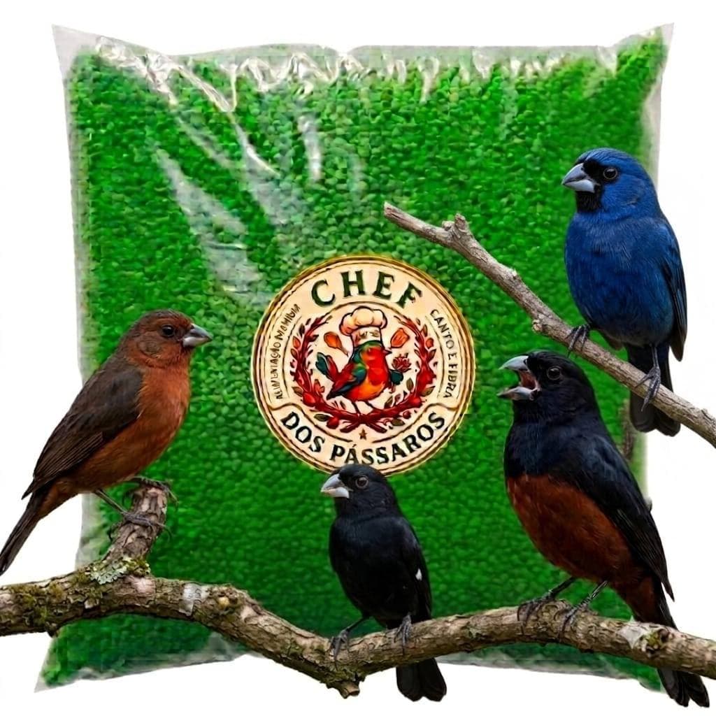 Extrusada Premium 5 Kg CURIÓ BICUDO AZULÃO PIXOXÓ - VERDE GREEN Ração CHEF dos PÁSSAROS