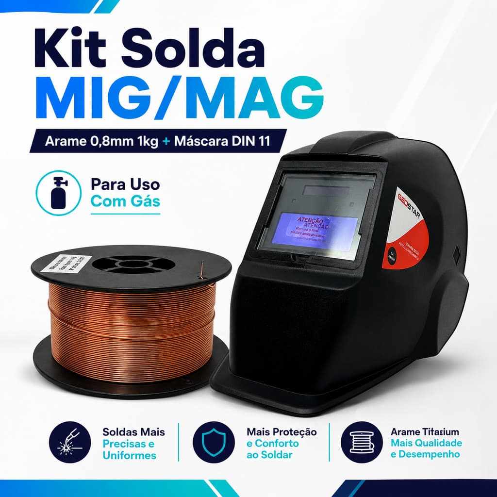 Mascará de solda Automática Din11 Com Arame de Solda Mig Mag Com Gás 1kg