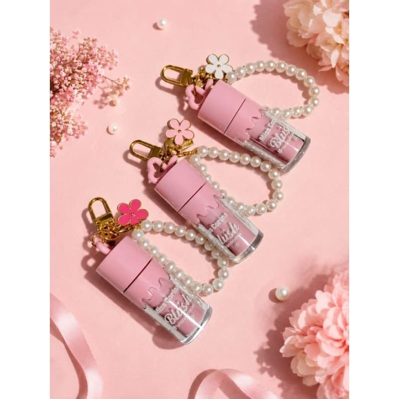 Blush Líquido Miss Corina  Labial e Facial - com Chaveiro de Pérolas – Compacto e Delicado