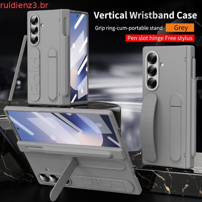 Para Samsung Galaxy Z Fold 7,6 , 5 Case EEV Solid PC Dropproof Stand Phone Cover Com Filme Frontal E Banda