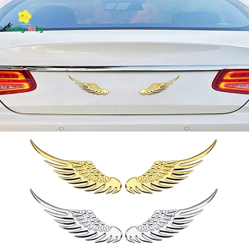 [Luckybaby-t] 1 Par De Carro Auto Motocicleta Corpo Stier 3D Águia Asas De Anjo Moda Ouro Prata Alumínio Stiers Decoraçã