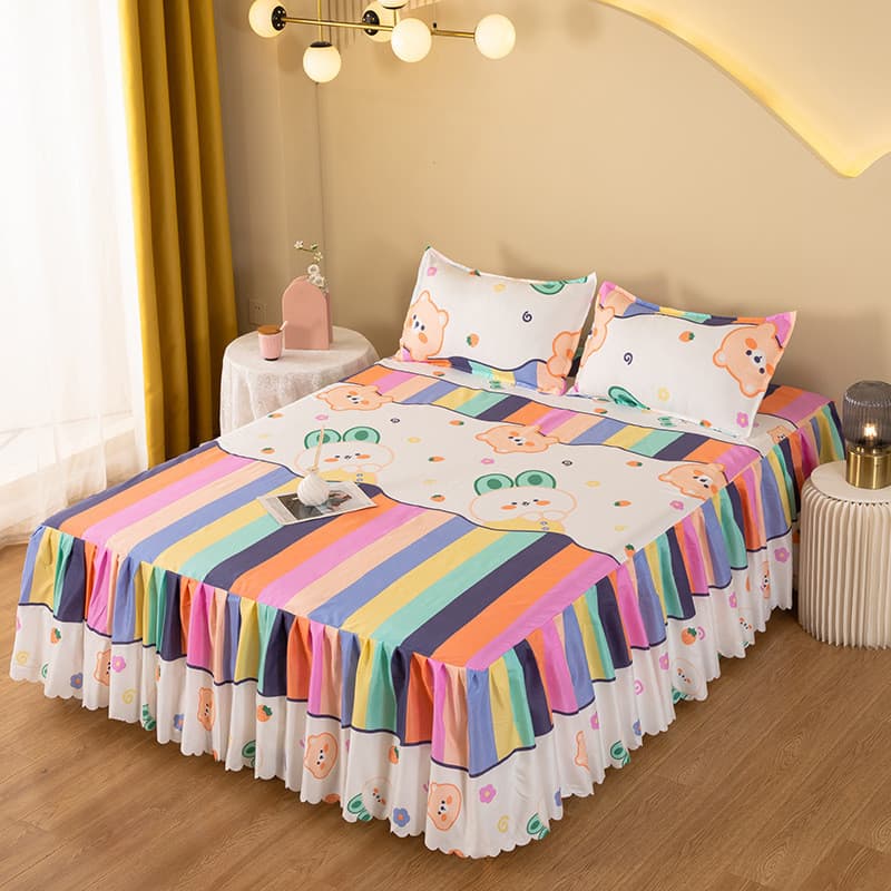 Lençol de cama de peça única, saia de cama doméstica, colcha, capa de cama antiderrapante, esqui