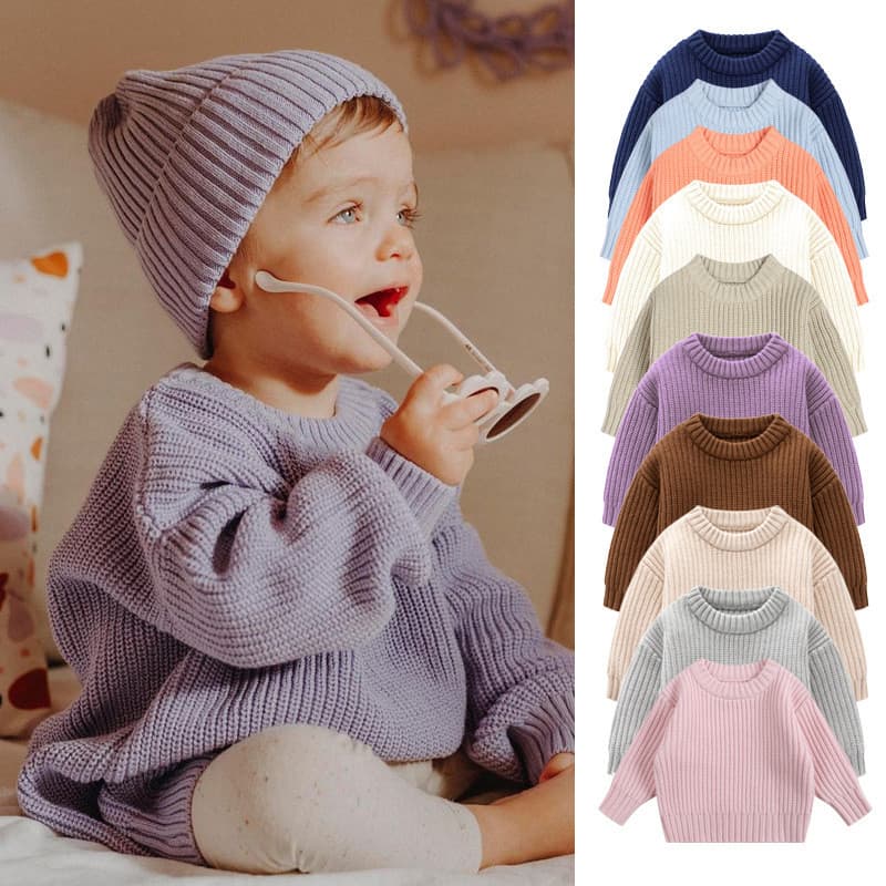 Ins bebê em torno do pescoço camisola bebê meninos meninas crianças outono inverno solto jaqueta de malha camisola