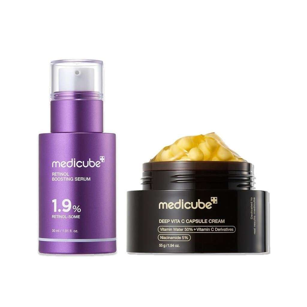 medicube Retinol & Vitamin C Radiance Duo: Sérum Potenciador de Retinol e Creme em Cápsula Deep Vita |   Peptídeos, Cáps