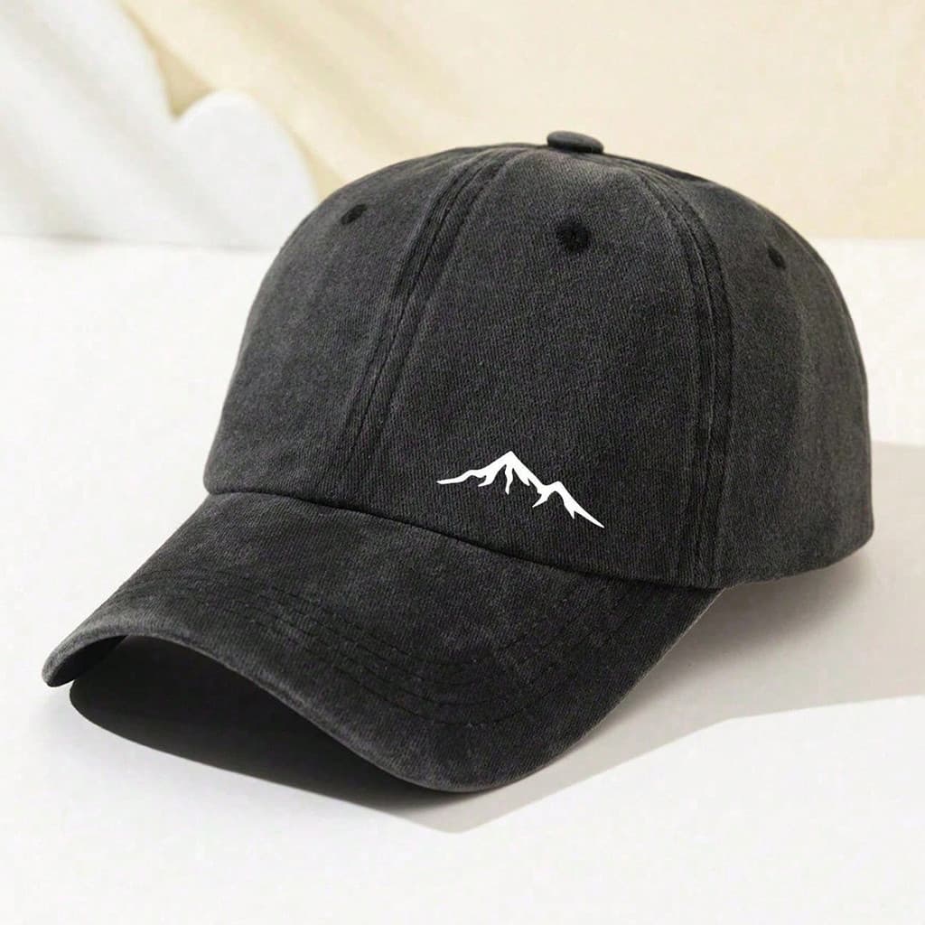 Boné de beisebol de malha estampado com pico de montanha macio lavado, masculino, feminino, guarda-sol, logotipo