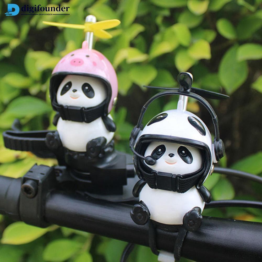 DIGIFOUNDER Capacete Panda De Motocicleta Guidão Decoração Bicicleta Cartoon Elétrico Fofo Com Ornamentos De Hélice De A