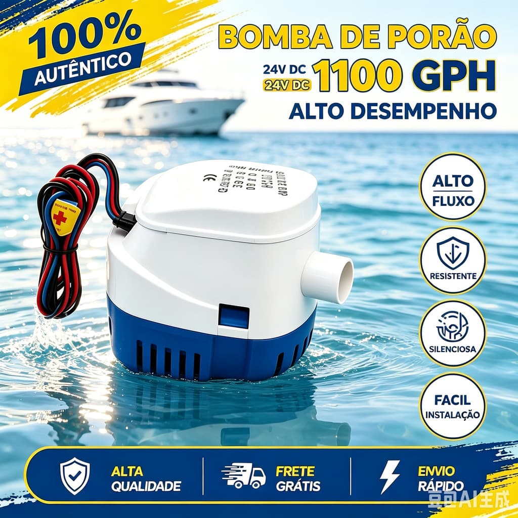 Bomba De Água Marinha Automática Para Barcos , 1100 GPH , 12 V , Esgoto , Branco E Azul , Submersível , Iate , Motor , A