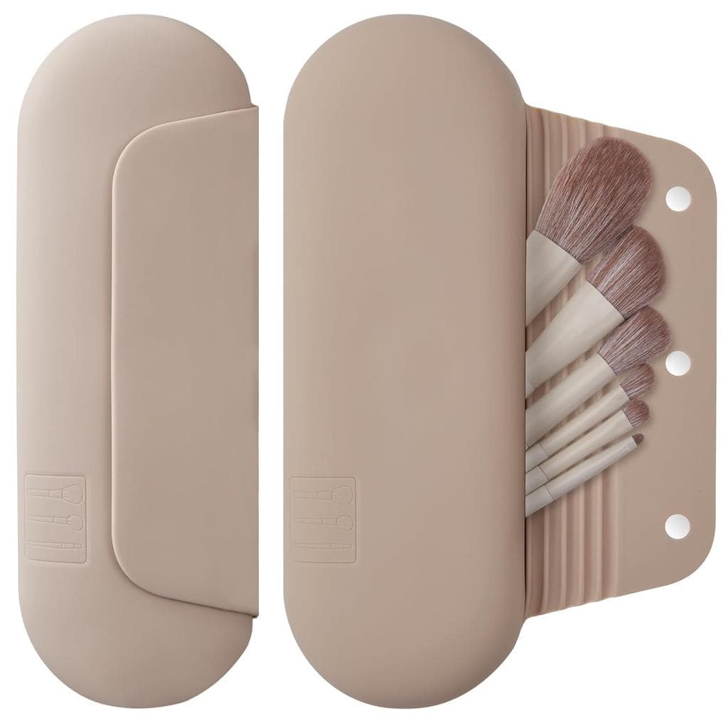 AGIKET Estojo de Silicone para Pincéis de Maquiagem: Suporte macio e portátil para pincéis de maquiagem, com fecho magné
