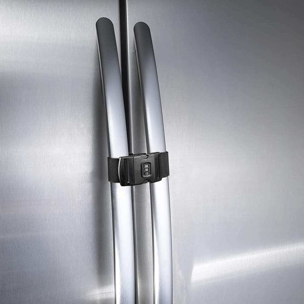 Trava de Segurança para Refrigerador e Freezer, (2 Pacotes) Protetor Ajustável para Porta Francesa para Crianças e Bebês