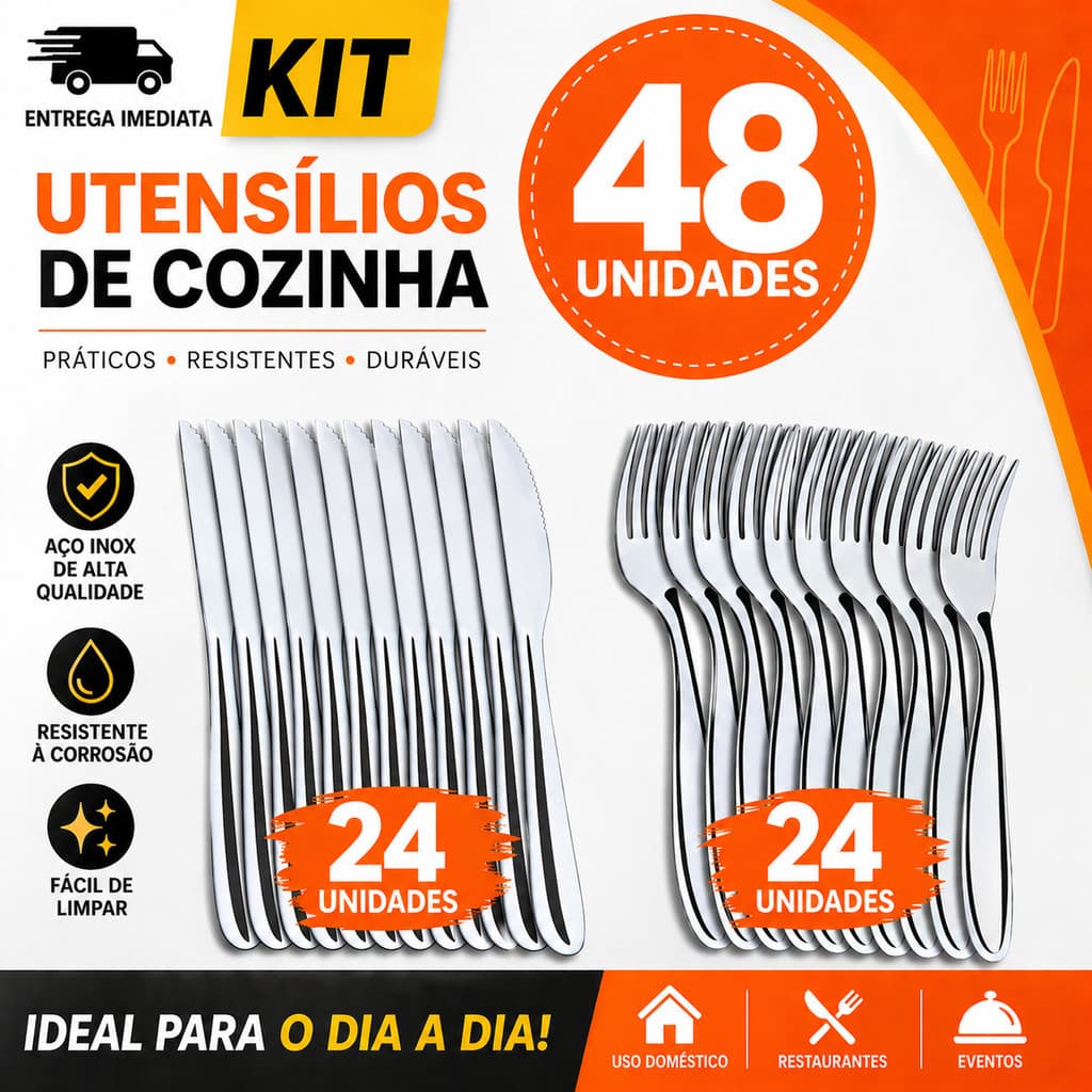 CONJUNTO TALHERES 48/36/18/12 Conjunto de Talheres em Aço Inoxidável