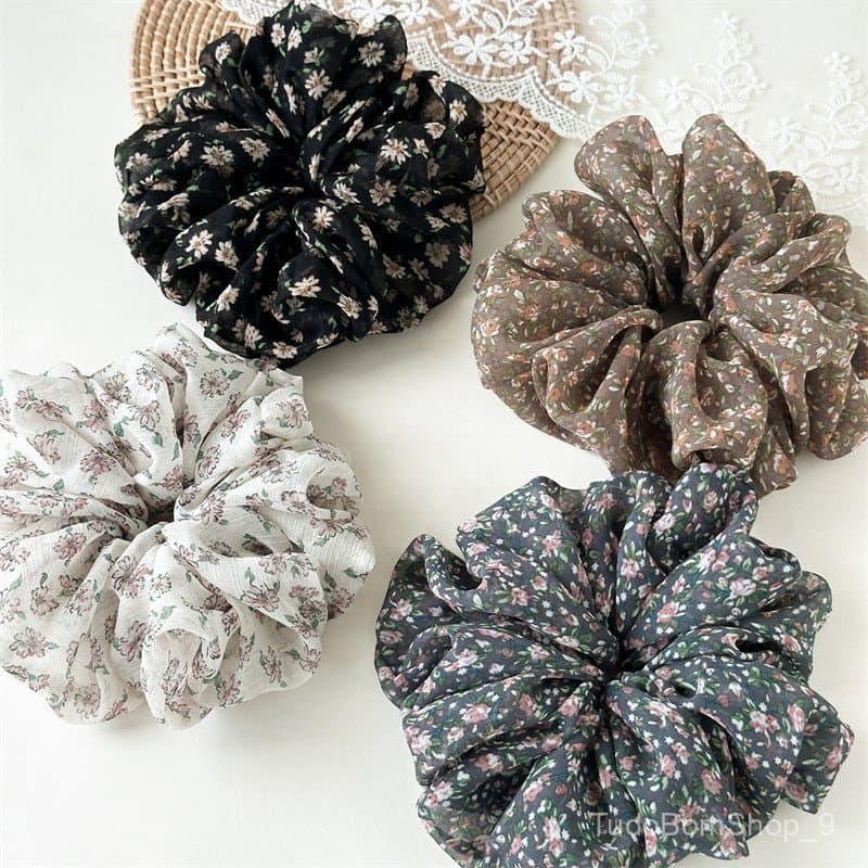 Elástico de cabelo floral estilo floresta, tamanho médio, para primavera e verão de 2026, macio e delicado, novo acessór