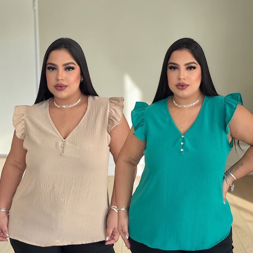 Blusa Plus Size Feminina Leve Casual Confortável Babadinho GG ao G3