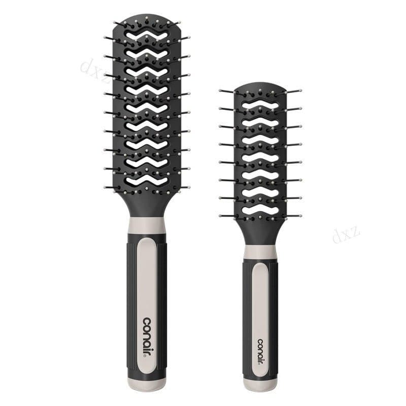 Escova de Cabelo ConairGrip&LiftVent, Conjunto de Escovas de Tamanho Grande e Médio, Escovas de Cabelo com Cerdas de Nyl