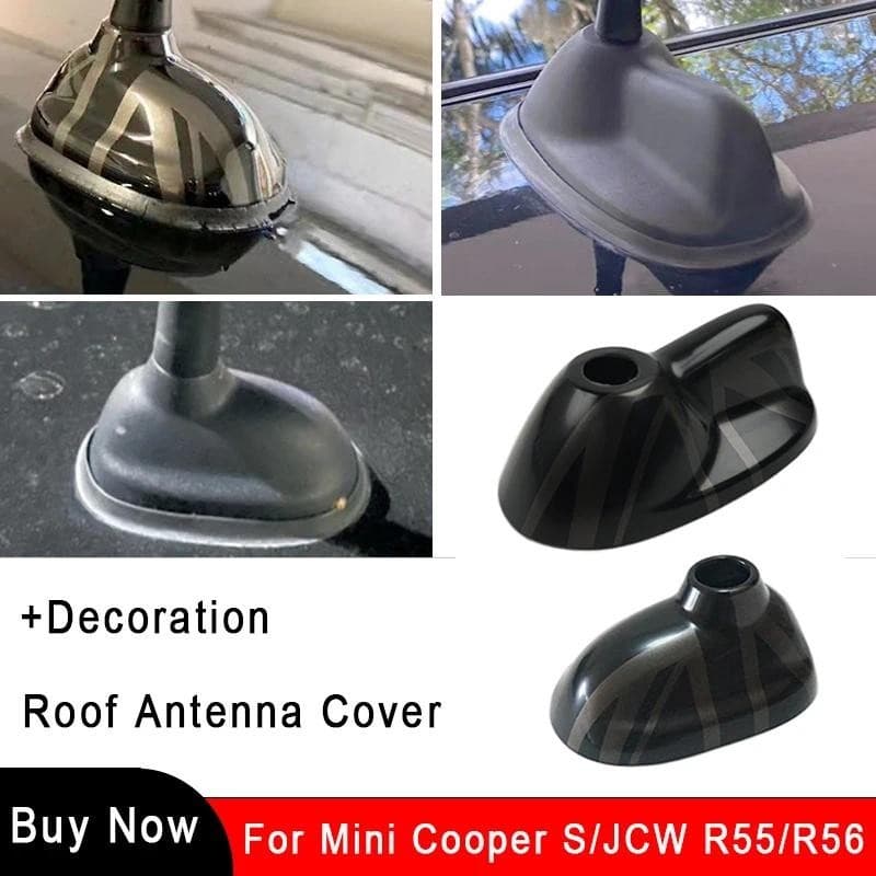 Para MINI One Cooper S/SD JCW R56 R55 A Bandeira Preta Guarnição Externa Do Carro Antena Decoração Capa Adesivo Acessóri