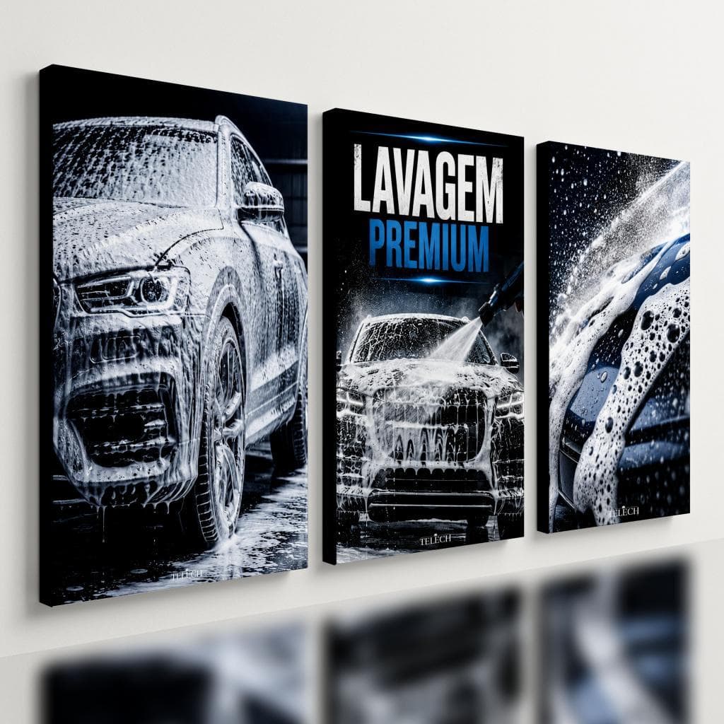 Kit3 Quadro Decorativo Carro Estética Automotiva Lava Car e1
