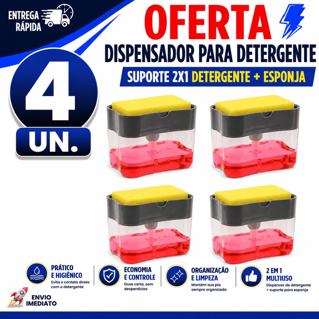 ORGANIZADOR DE PIA DISPENSER DETERGENTE PORTA ESPONJA SABÃO LÍQUIDO